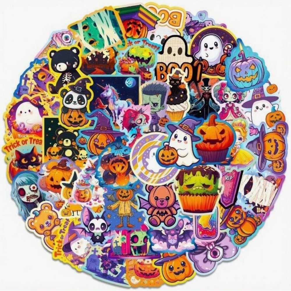 50 Halloween Themed Sticker Pack - Multicolor